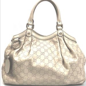 100% authentic Used GUCCI Leather Gucci Sima 211944 Handbag Beige